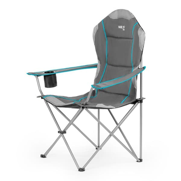 Fällbar campingstol - NILS CAMP - NC3080 - Ljusgrå - Maximal belastning 130 kg - Fällbar - Koppställ