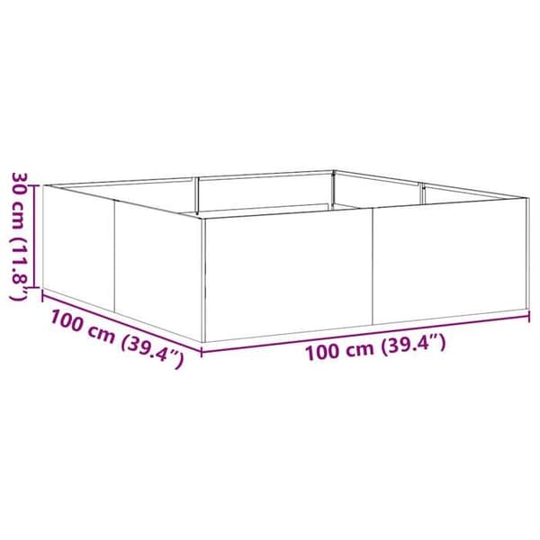 vidaXL Blomlåda 100x100x30 cm galvaniserat stål 860813