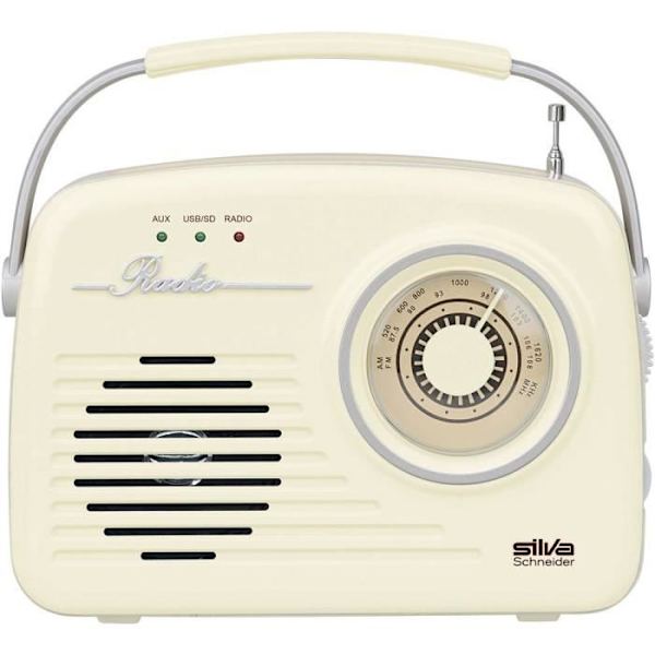 Bärbar radio - Schneider - Mono 1965 - AUX - USB - Uppladdningsbar - Beige beige