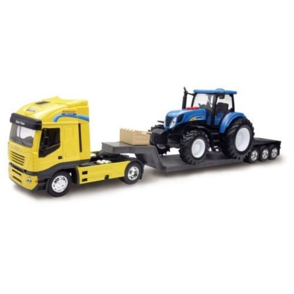 NEW RAY miniatyrlastbil - Modell 1693 - Iveco Stralis med New Holland trailer - Skala 1/24