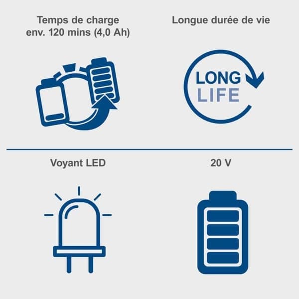 4.0Ah 20V batteri + laddare - universalbatteri för SCHEPPACH 20V IXES-serien