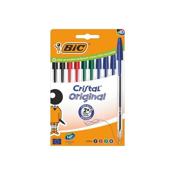 BIC kulpen Cristal 1,0mm assorterad 10-pack
