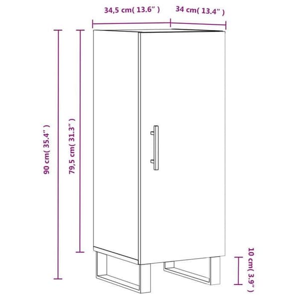 vidaXL Skänk Vit 34,5x34x90 cm Konstruerat trä 828564