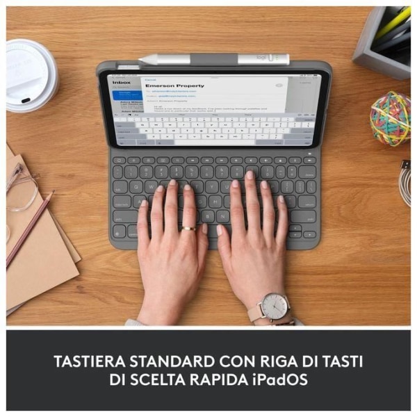 Logitech för iPad (10:e generationen) tangentbordsfodral| Smal folio med integrerat trådlöst tangentbord (grafit) - italiensk layout