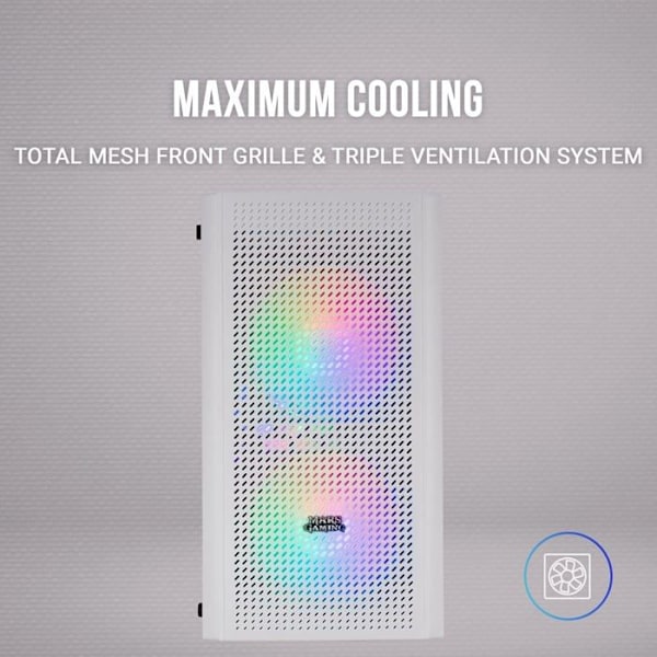 PC-chassi Micro ATX - Mars Gaming - MC300 Vit - Härdat Glas - 3 FRGB Fläktar - Total-Mesh