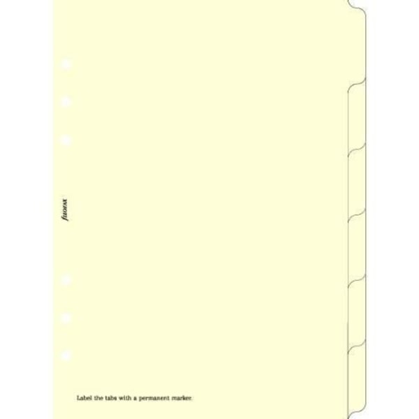 Filofax Blank Tab Dividers - Paket med 6 - Kräm - A5 storlek Grädde