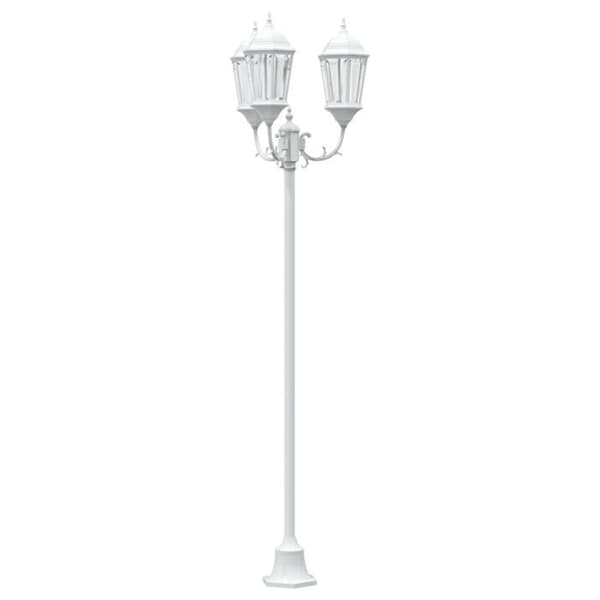 Trädgårdslampa 3 lampor E27 Vit 220 cm Aluminium