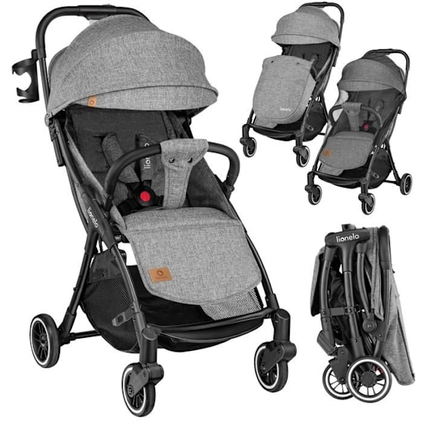 Kompatibel paraplyvagn LIONELO Julie One - Upp till 22 kg - Lätt & fällbar - Tillbehör - Grå Grå