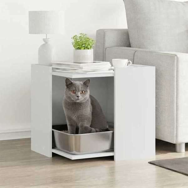 vidaXL Kattensandlåda möbel vit ingenjörsträ 857751