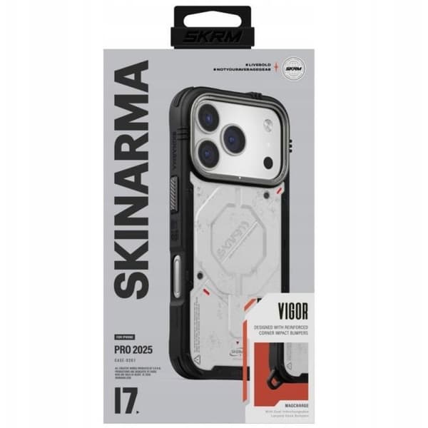 Baksida - SKINARMA - iPhone 17 Pro - MagSafe-kompatibel - Ljusgrå - Hårdplast ljusgrått