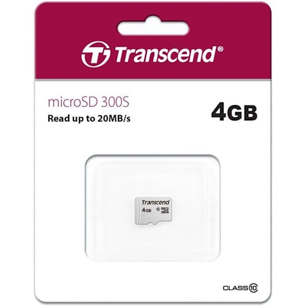 TRANSCEND 4GB Class10 microSD-kort - Ingen adapter