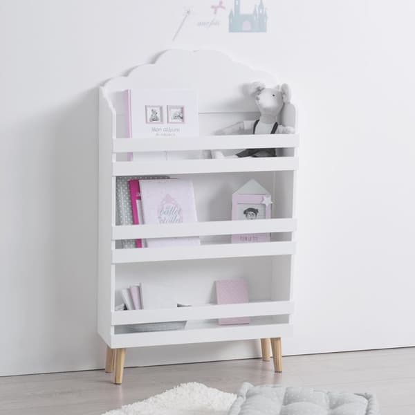 Barnbibliotek "Mjukhet" vit moln H100cm Vit