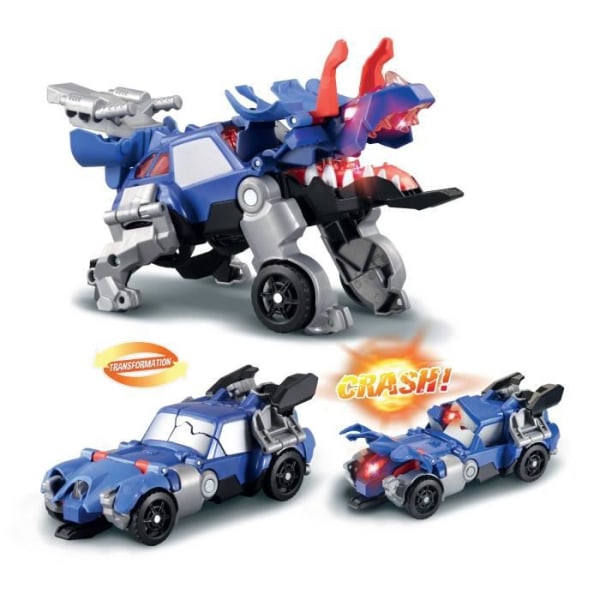 VTECH - Switch &amp; Go Dinos Crash - Kaops, The Triceratops - Transforming Race Car med ljus- och ljudeffekter