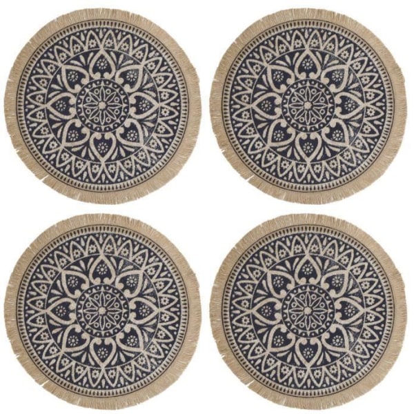 Creative Tops bordstablett Mandala 42 cm juteblå/brun 4 st