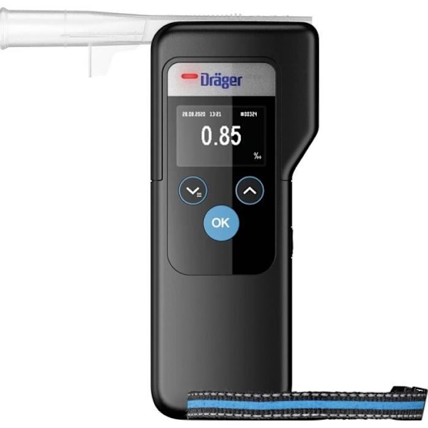 Dräger Alcotest 6000 Breathalyzer svart 0,00 till 5,00 ‰ med larm, med display
