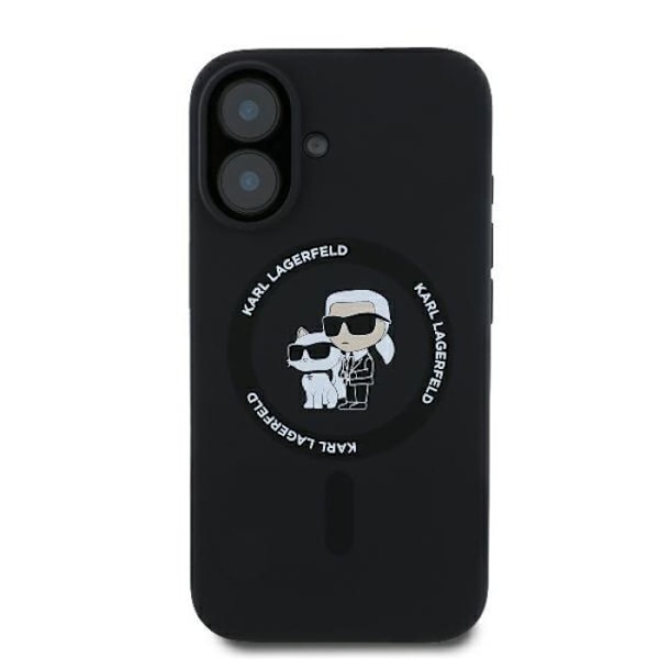 Coque MagSafe i silikon Karl Lagerfeld Karl & Choupette för iPhone 16 Plus (svart)