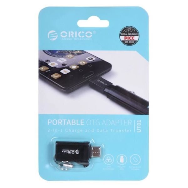 ORICO ADAPTER USB-C - USB-A 3.1, M/F, SVART, ALU - CBT-UT01-BK-BP