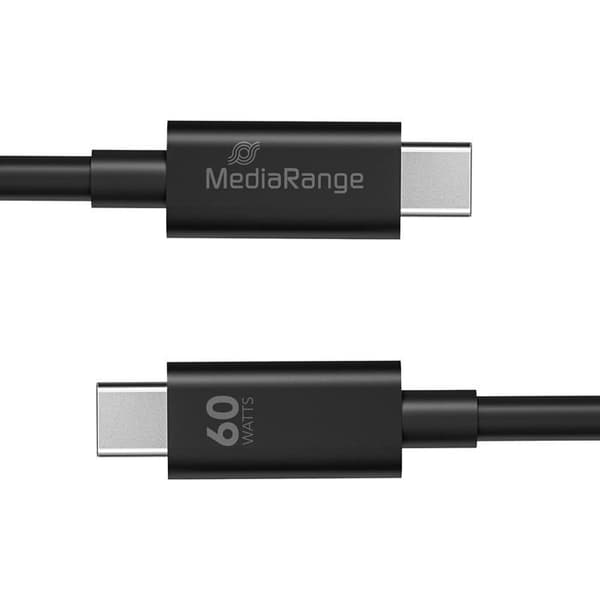 USB Typ-C-kabel - MediaRange - 60W - 5 Gbit/s - 1,2 m - Svart