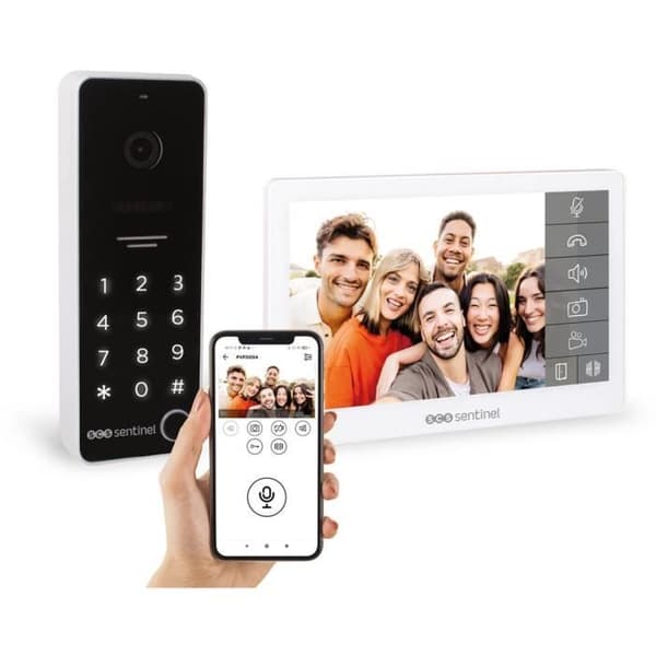 Ansluten videointercom med kodknappsats - SCS SENTINEL - CodeVisio Wi-Fi - 6 melodier Vit, Svart