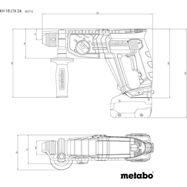 Trådlös borrhammare - METABO - KH 18 LTX 24 - 18 V - SDS Plus - 2 Li-Power-batterier (18 V/4,0 Ah) Grön