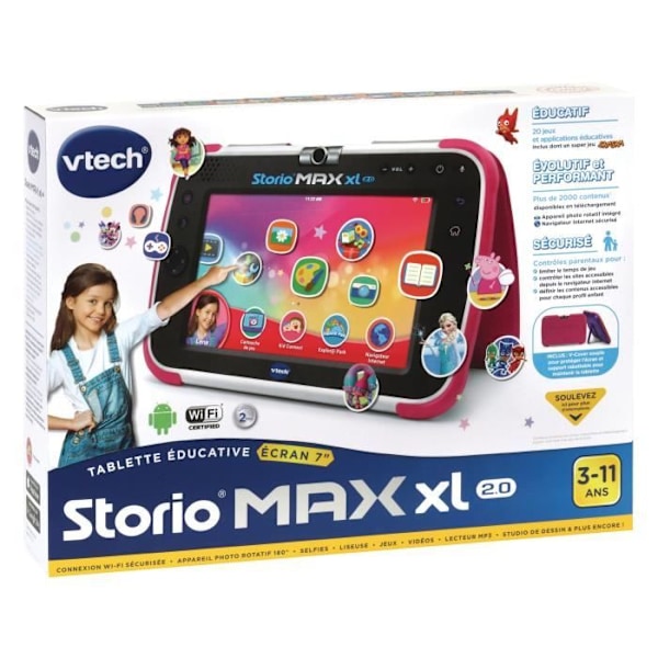 VTECH Storio Max XL 2.0 7" Rosa pedagogisk surfplatta för barn i åldrarna 3 till 11 år Rosa