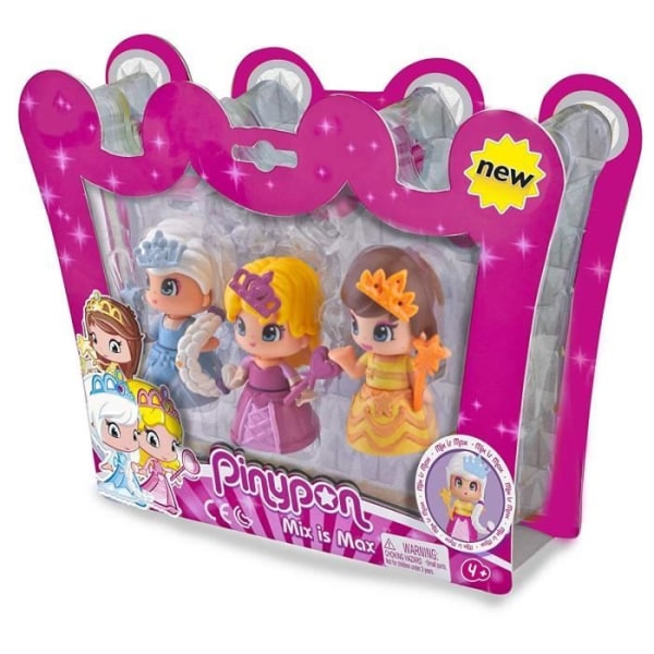 Pinypon Princesses Figures - Paket med 3 - FAMOSA - Mix är Max - Tillbehör ingår