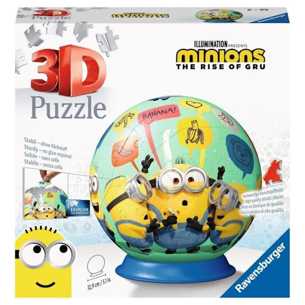 3D Ball Minions 2 Pussel - Ravensburger - 72 numrerade bitar - Från 6 år