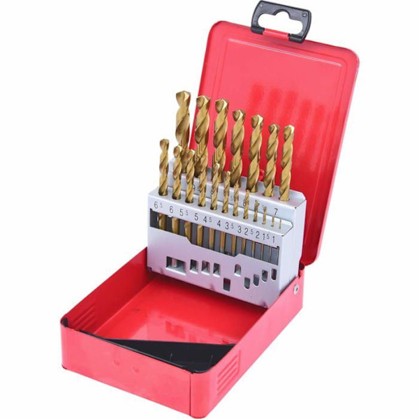 Borr - Ks-verktyg - 330.4610 - Set med spiralformade bitar HSS TiN i acero casete 19 pzs. 1-10 mm
