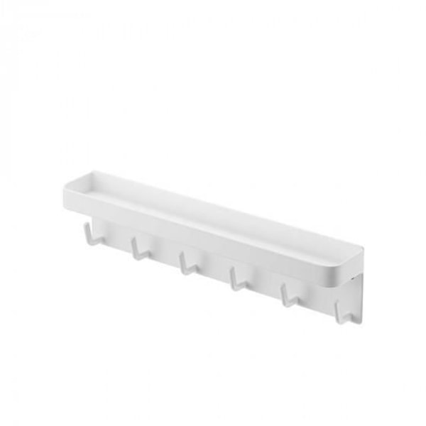 Magnetisk fickhållare - Vit - Metall - 6 krokar - Väggmontering - Avtagbar