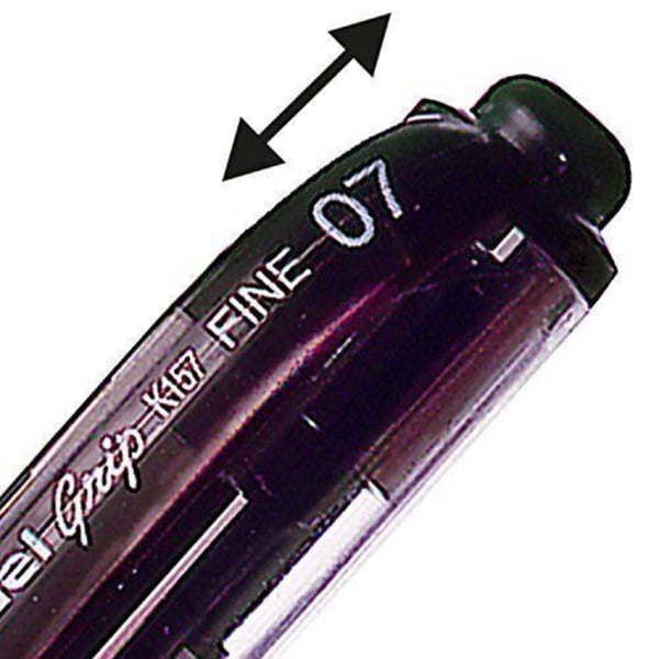 Pentel BL107-14-A Hybrid Gel Grip Indragbar rullbollspenna, svart, spets 0 7 mm Linje 0 35 mm, paket med 12