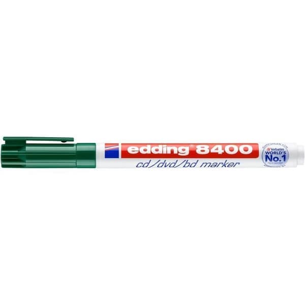 CD/DVD/BD-markör - EDDING - 8400 - 10-pack - Grön - Spets 0,5-1 mm Grön