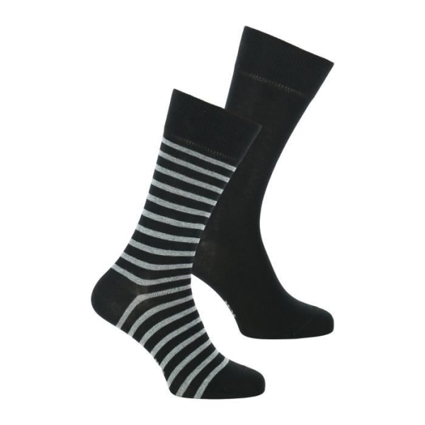 Basic Fine Stripe SO | Förpackning med 2 par svarta strumpor i bomull, polyamid och elastan Svart 43/46