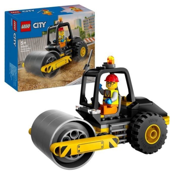 LEGO® 60401 City Construction Road Roller, modell lastbilsleksak med arbetarminifigurer