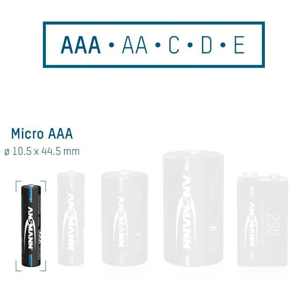 ANSMANN AAA 1050mAh NiMH 1,2V batteri - laddningsbart, hög kapacitet för fjärrstyrda fordon, mikrofon, instrument