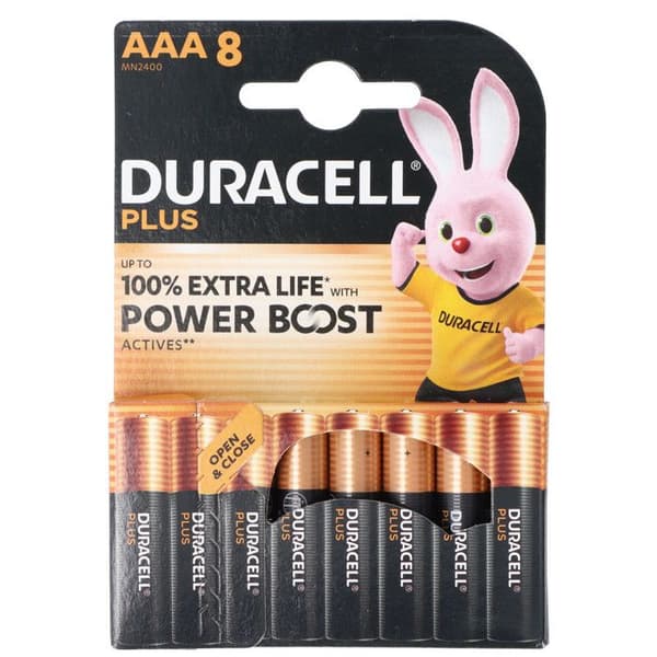 Duracell Plus Power Boost Batteri LR3 (AAA) alkaliska 1.5 V 8 st