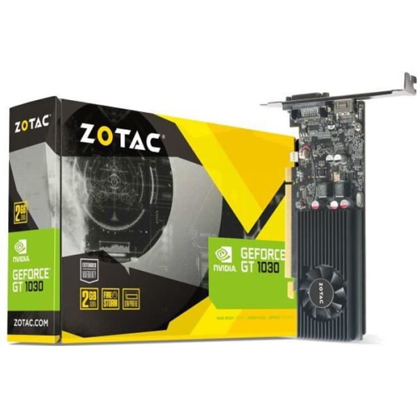 ZOTAC grafikkort - NVIDIA - GeForce® GT 1030 - 2GB - GDDR5 - 64 bitar Svart