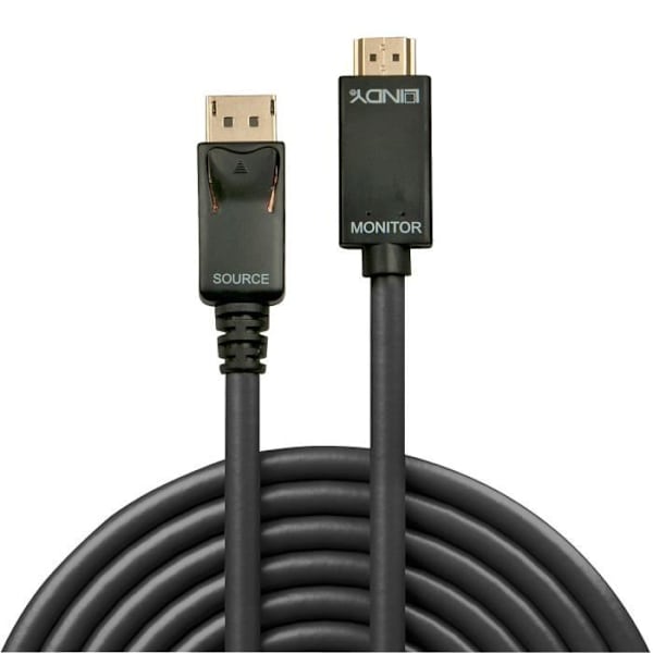 LINDY DisplayPort till HDMI 4K30-kabel (DP:passiv) - 0,5m