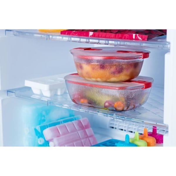 Rektangulär låda med lock - PYREX - 1451025 - 28 x 20 cm - 2,5 L - Cook & Heat - Bas i borosilikatglas klar och röd