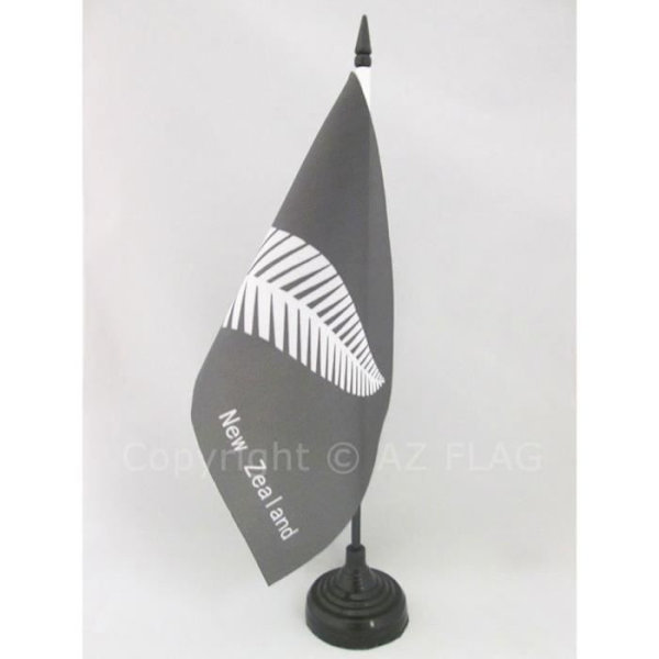 Bordsflagga - A-Ö-FLAGGA - Nya Zeeland - 21x14cm - Polyester - Inomhus Svart