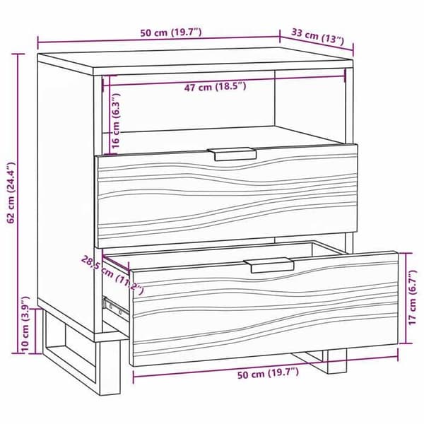 vidaXL Sängbord Vit 50 x 33 x 62 cm Ingenjörsträ 4017982