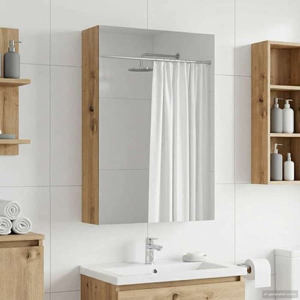 vidaXL Badrumsspegelskåp Ek hantverk 889030