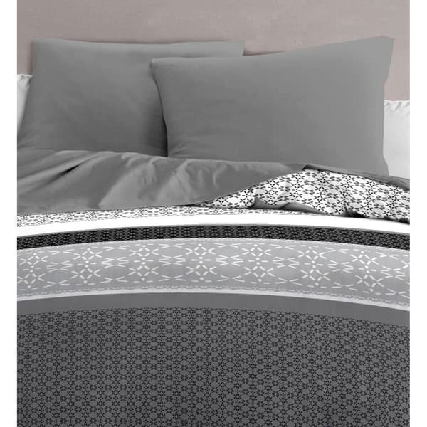 Duvetset 220x240 cm Diffus Grå – Duvetöverdrag + 2 örngott – Mikrofiber – Home Linge Passion Vit