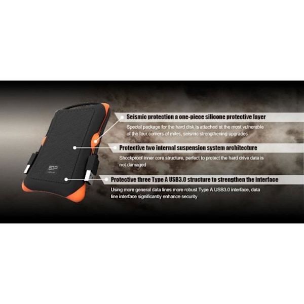 Extern hårddisk - Silicon Power - Armor A60 2To Grön - Stöttålig USB3.2
