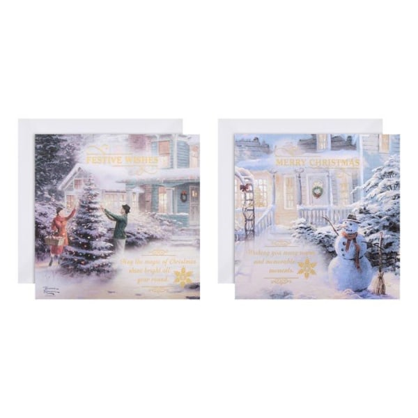 Hallmark - 25572260 - Boxed Charity Christmas Cards - Set med 16 i 2 illustrerande Thomas Kinkade-designer