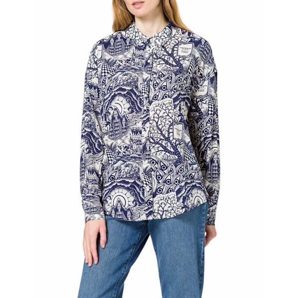 T-shirt Scotch - soda - 159911 - Oversize T-shirt i Melange Bomull med Blustryck Kvinna 0217 Kombination A. XL