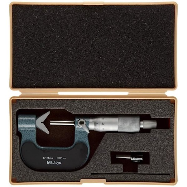 Mitutoyo 114-165 - KVM SWITCH - 114 165 114 Series 5 Flute V-städ mikrometer, 5 Mm-25 mm Range, Gradering 0,01 mm