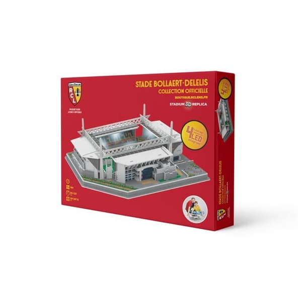 Byggspel - MEGABLEU - Stade Bollaert - 147 bitar - 4 LED - 3D grå, vit, grön, multicolorada stolar