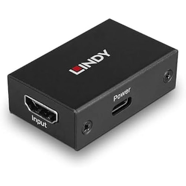 HDMI-repeater 8K60 - LINDY - HDMI 2.1 - Upplösning 7680x4320 - Stöd för HDR - Kompakt design Svart