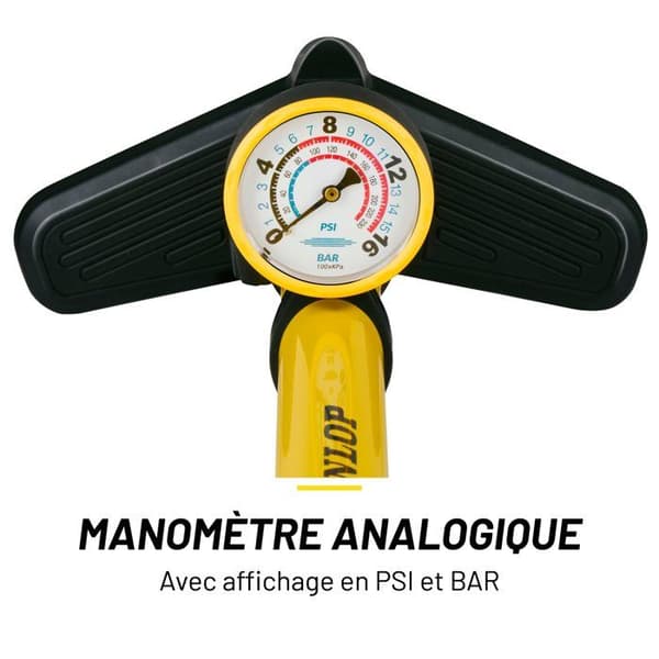 Dunlop Cykelpump med Manometer Gul