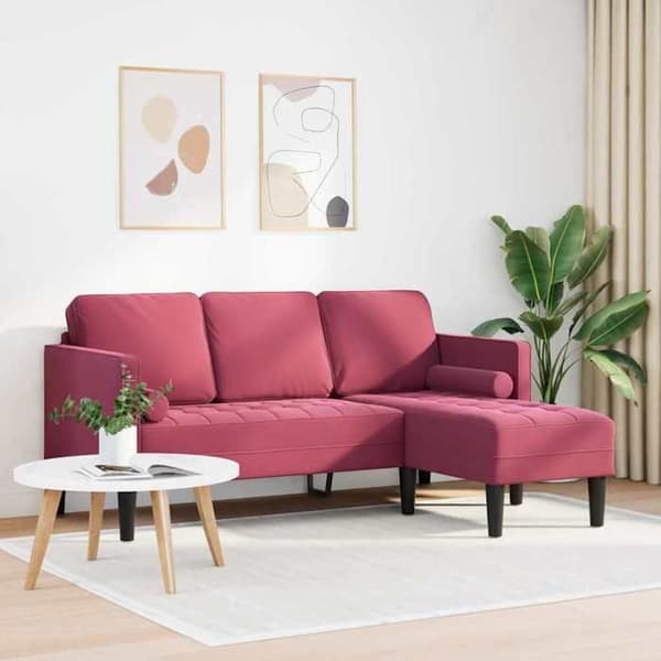 Soffgrupp i Vinröd 173 x 131 x 67 cm Sammet